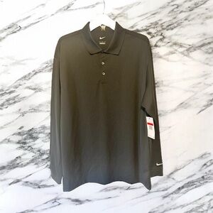 *NWT* Nike Golf Mens Size Large Long Sleeve Polo/Golf Shirt-Black
